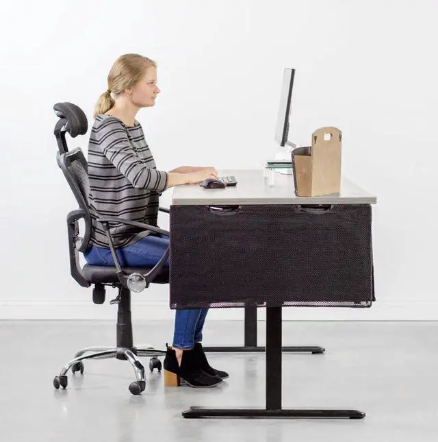 Alt view image 7 of 7 - VIVO Black Under Desk Privacy & Cable Management Sleeve Panel 30" Kit