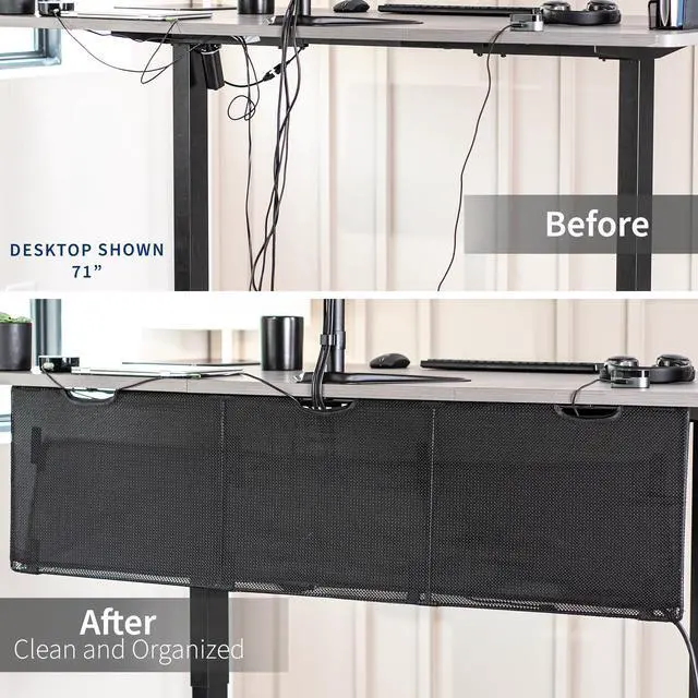 Alt view image 4 of 8 - VIVO Black Under Desk Privacy & Cable Management Organizer Sleeve Wire Hider Panel - 71" Length Kit (DESK-SKIRT-71)