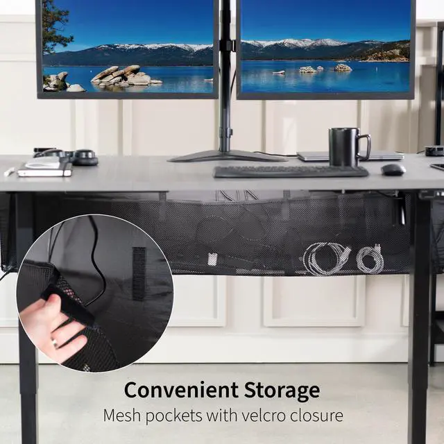 Alt view image 6 of 8 - VIVO Black Under Desk Privacy & Cable Management Organizer Sleeve Wire Hider Panel - 71" Length Kit (DESK-SKIRT-71)
