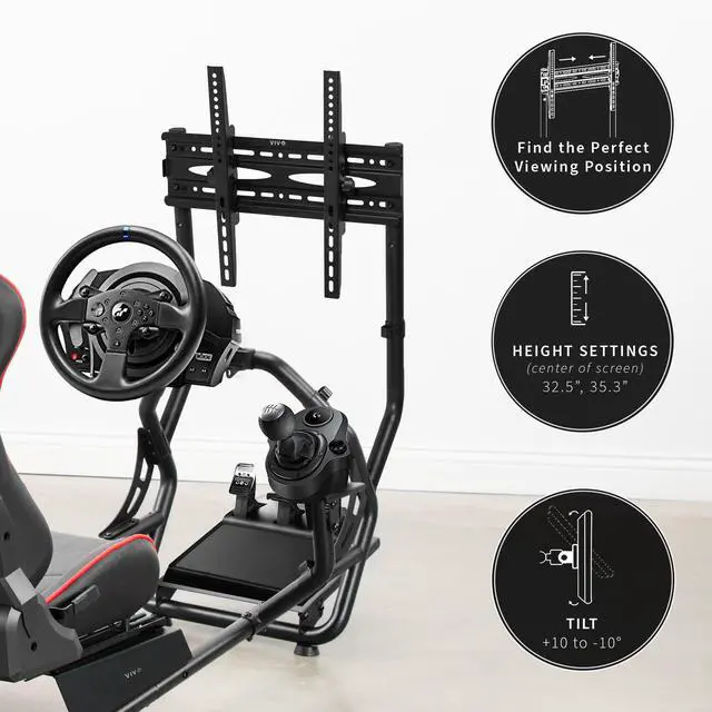 Alt view image 5 of 7 - VIVO Racing Simulator Cockpit w/ Wheel Stand, Reclining Seat, Gear Mount, & TV Mount, Up to 50" Screen, STAND-KIT-RACE1B