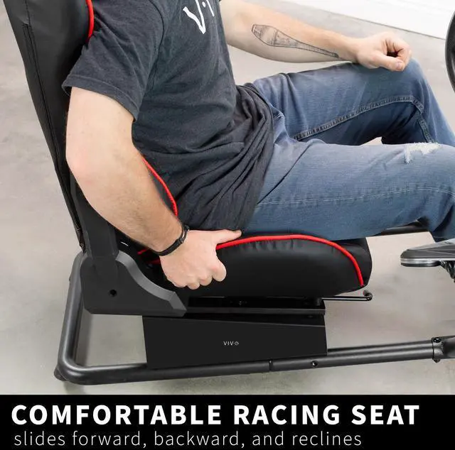 Alt view image 6 of 7 - VIVO Racing Simulator Cockpit w/ Wheel Stand, Reclining Seat, Gear Mount, & TV Mount, Up to 50" Screen, STAND-KIT-RACE1B