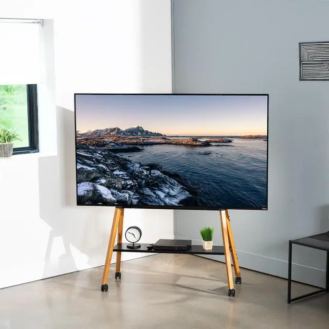 Alt view image 2 of 7 - VIVO Rolling Easel Studio TV Floor Stand with Shelf, Fits 49" to 75" Screens