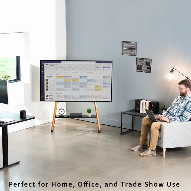Alt view image 7 of 7 - VIVO Rolling Easel Studio TV Floor Stand with Shelf, Fits 49" to 75" Screens