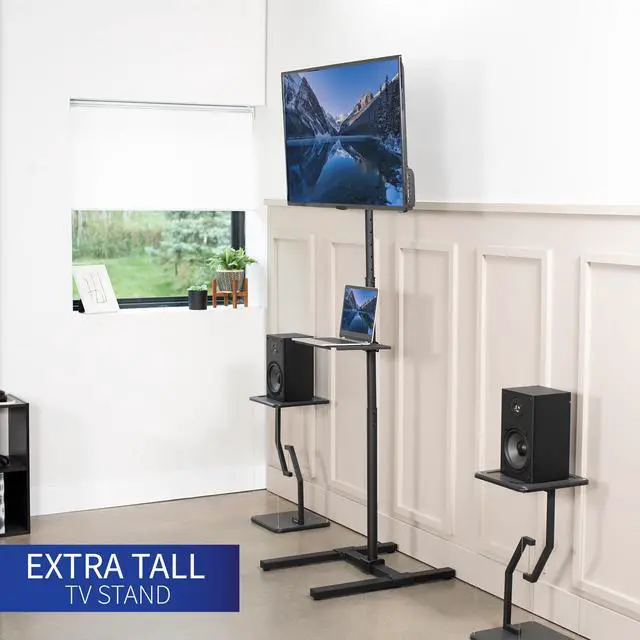 Alt view image 2 of 7 - VIVO Extra Tall TV Floor Stand for 13" to 50" Screens, Height Adjustable Mount with Shelf
