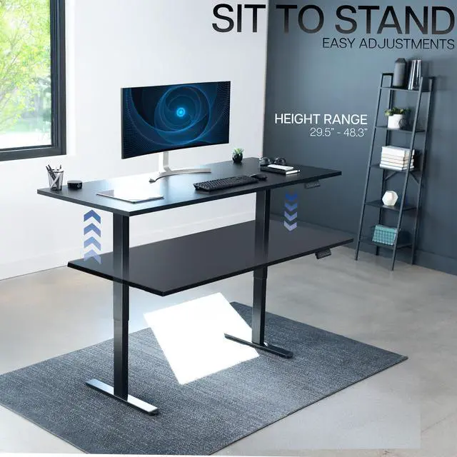 Alt view image 6 of 7 - VIVO Electric Dual Motor 71 x 30 Standing Desk, One-Piece Black Table Top, Black Frame, DESK-KIT-E2B71S-B