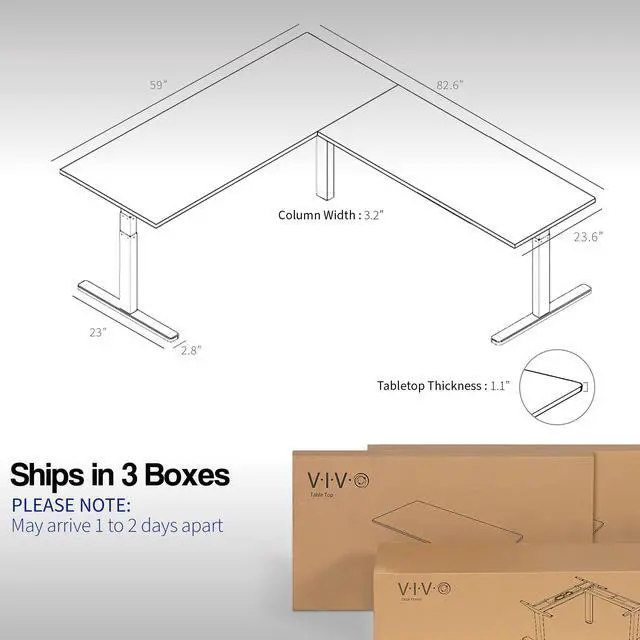 Alt view image 6 of 7 - VIVO Electric 83" x 60" Stand Up Corner Desk, Black Table Tops, Black Frame
