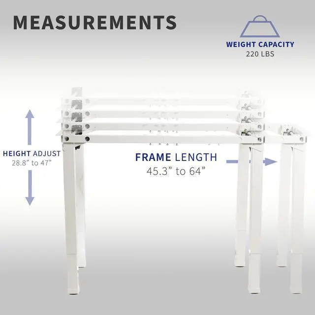 Alt view image 5 of 7 - VIVO White Electric Dual-Motor Height Adjustable 4-Leg Standing Desk Frame