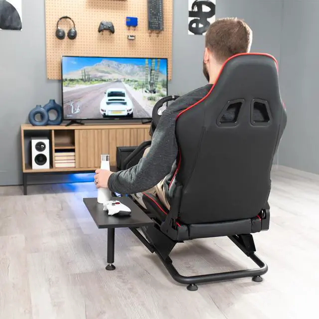 Alt view image 6 of 7 - VIVO Racing Simulator Cockpit, Wheel Stand, Reclining Seat, Gear Mount, Shelves