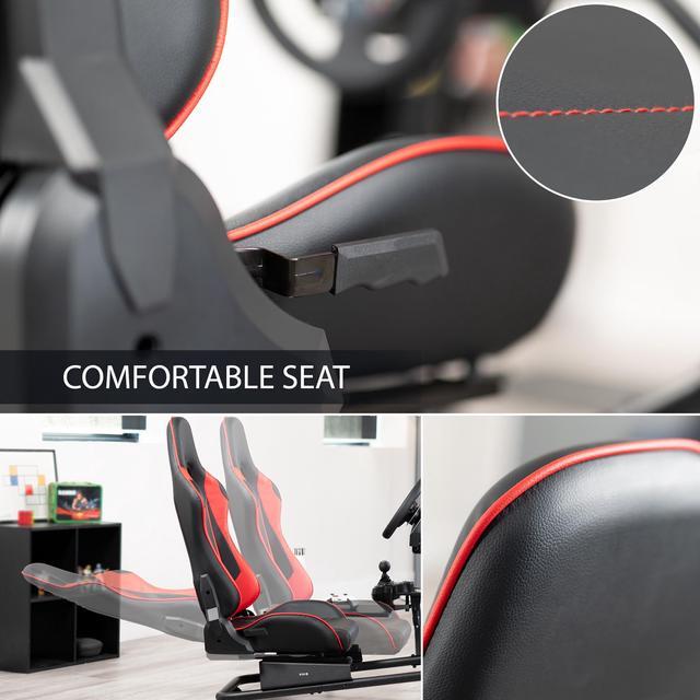 Alt view image 6 of 7 - VIVO Racing Simulator Cockpit with Wheel Stand, Shelf Kit, Gear Mount, & TV Mount, Up to 50" Screen, STAND-KIT-RACE1BS