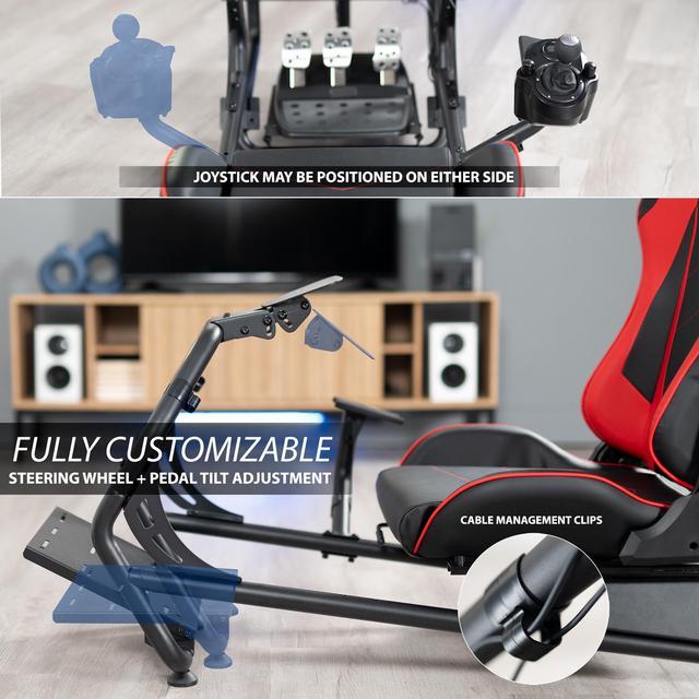 Alt view image 5 of 7 - VIVO Racing Simulator Cockpit with Wheel Stand, Shelf Kit, Gear Mount, & TV Mount, Up to 50" Screen, STAND-KIT-RACE1BS