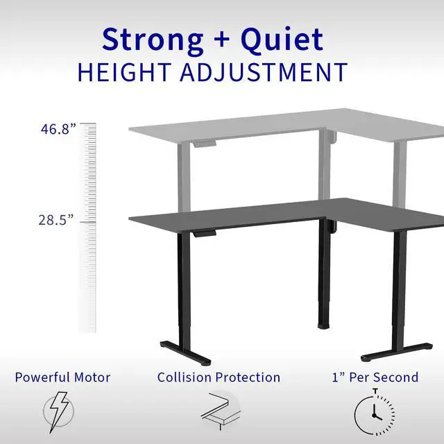 Alt view image 3 of 7 - VIVO Electric 63" x 55" Corner Stand Up Desk Workstation, Rustic Vintage Brown Table Top, White Frame, Height Adjustable (DESK-E3CTWN)