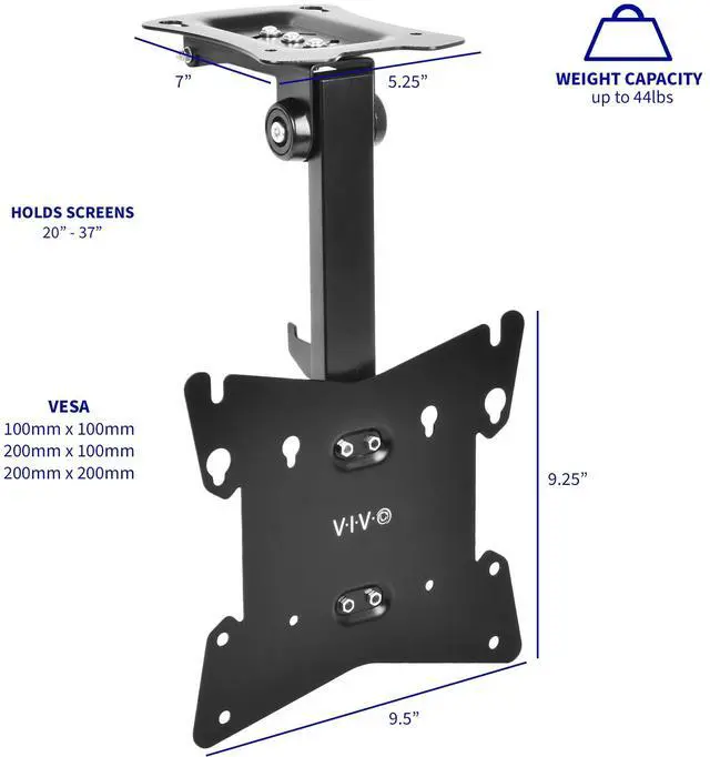 Alt view image 2 of 8 - VIVO Black Flip Down 20" to 37" Mount | Folding Pitched Roof Ceiling Mounting for Flat TV & Monitors (MOUNT-M-FD37B)