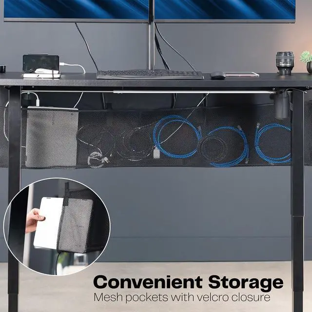 Alt view image 6 of 8 - VIVO Black Clamp-on 60" Privacy & Cable Management Organizer Sleeve Wire Hider Panel for Desk (DESK-SKIRT-60P)