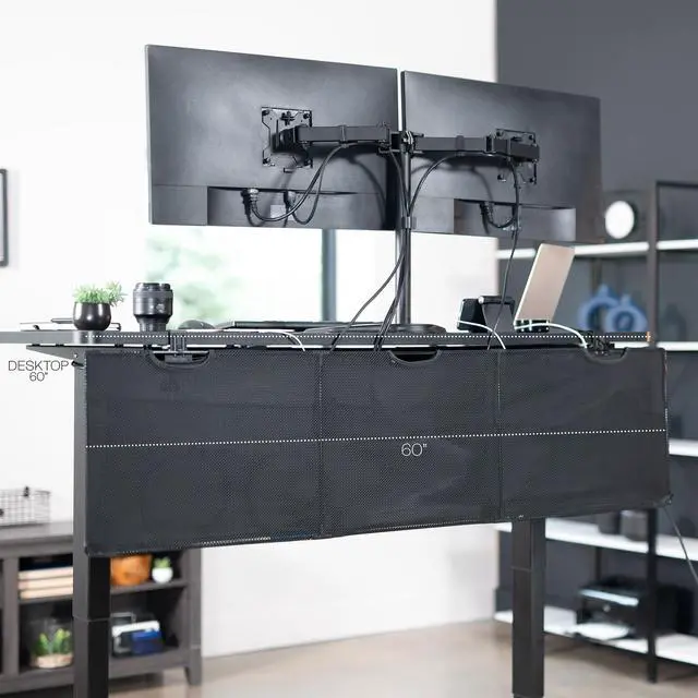Alt view image 4 of 8 - VIVO Black Clamp-on 60" Privacy & Cable Management Organizer Sleeve Wire Hider Panel for Desk (DESK-SKIRT-60P)