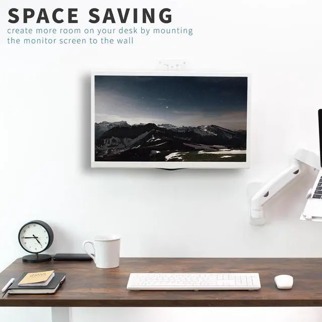 Alt view image 4 of 8 - VIVO White Height Adjustable 17" to 32" VESA Monitor Wall Mount for 1 Screen