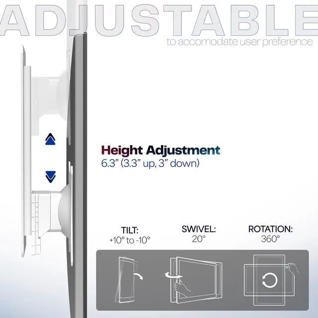 Alt view image 5 of 8 - VIVO White Height Adjustable 17" to 32" VESA Monitor Wall Mount for 1 Screen