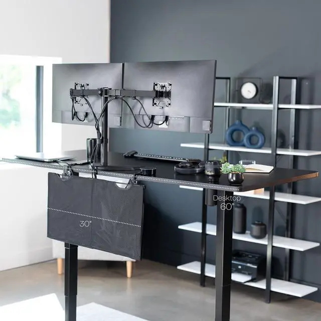 Alt view image 5 of 7 - VIVO Black Clamp-on 30" Privacy & Cable Management Sleeve Panel Kit for Desk