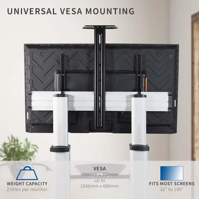 Alt view image 3 of 7 - VIVO Ultra Heavy Duty Mobile Stand TV Cart Mount, Fits 32" to 100" Flat Screens (STAND-TV22S)