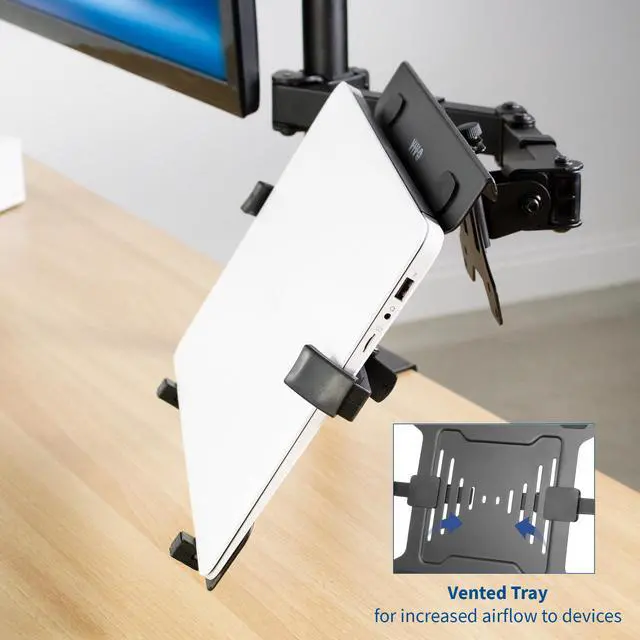 Alt view image 7 of 8 - VIVO Black Universal Adjustable 10 to 15.6 Laptop Mount Holder for VESA Compatible Monitor Arms (STAND-LAP3)