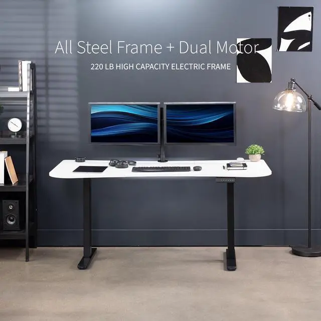 Alt view image 5 of 7 - VIVO Electric 63 x 32 Stand Up Desk, White Table Top, Black Frame