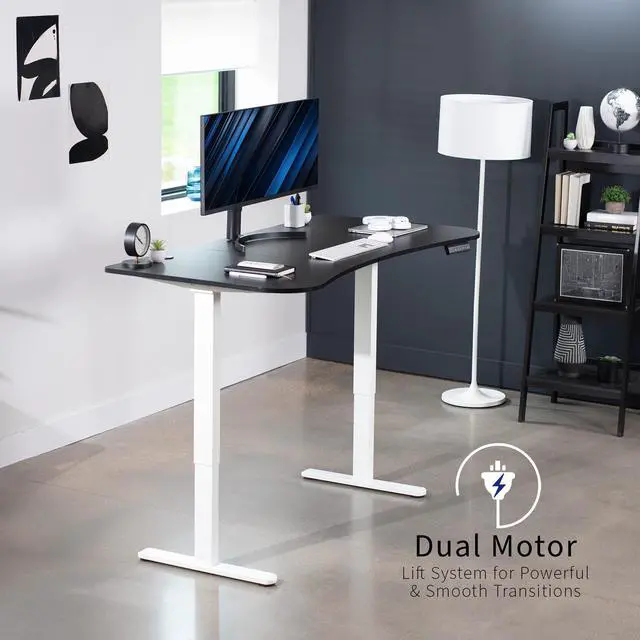 Alt view image 2 of 7 - VIVO Electric 2-Motor 63 x 32 Standup Desk, Memory Panel, Black Table Top, White Frame (DESK-KIT-E2W1B)