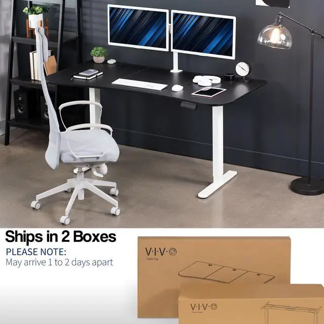 Alt view image 3 of 7 - VIVO Electric 2-Motor 63 x 32 Standup Desk, Memory Panel, Black Table Top, White Frame (DESK-KIT-E2W1B)