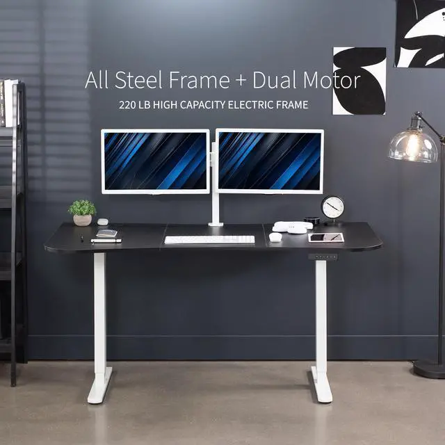 Alt view image 5 of 7 - VIVO Electric 2-Motor 63 x 32 Standup Desk, Memory Panel, Black Table Top, White Frame (DESK-KIT-E2W1B)