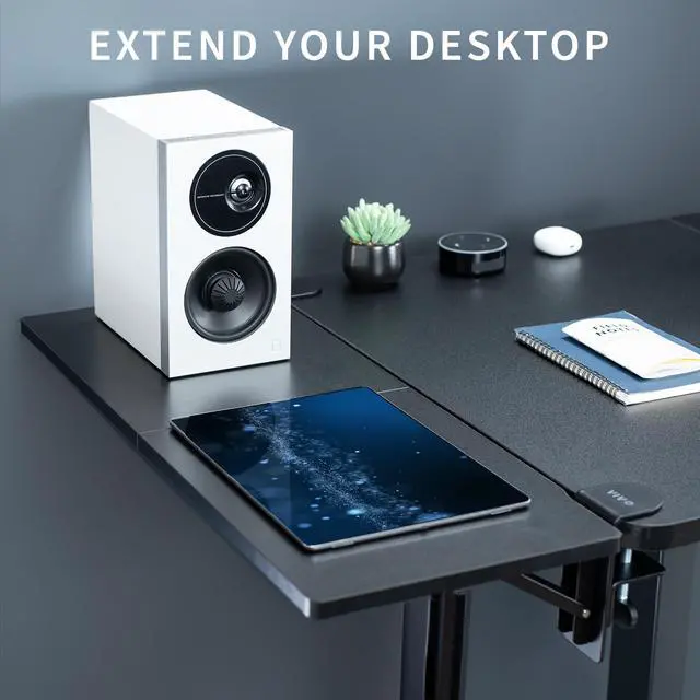 Alt view image 3 of 7 - VIVO Black Clamp-on 30" x 12" Desk Extension, Accessory Platform, Keyboard Tray