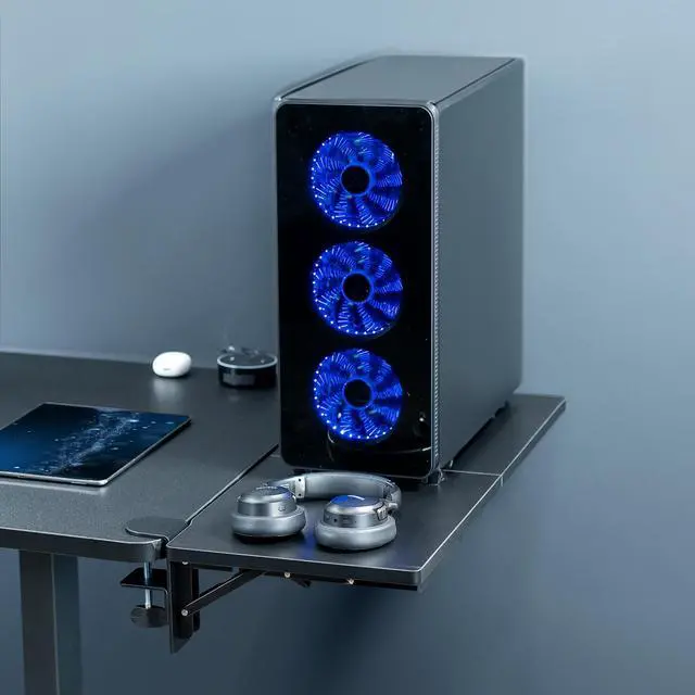 Alt view image 2 of 7 - VIVO Black Clamp-on 30" x 12" Desk Extension, Accessory Platform, Keyboard Tray