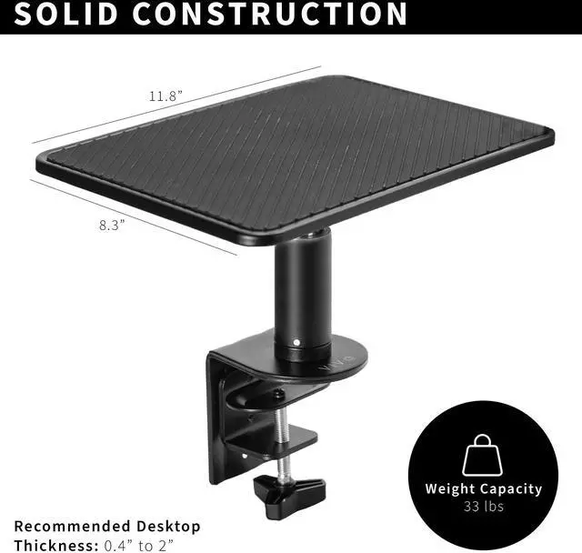 Alt view image 6 of 8 - VIVO Black Universal Clamp-on Height Adjustable Ergonomic Computer Monitor and Laptop Riser Tabletop Stand (STAND-V000SCB)