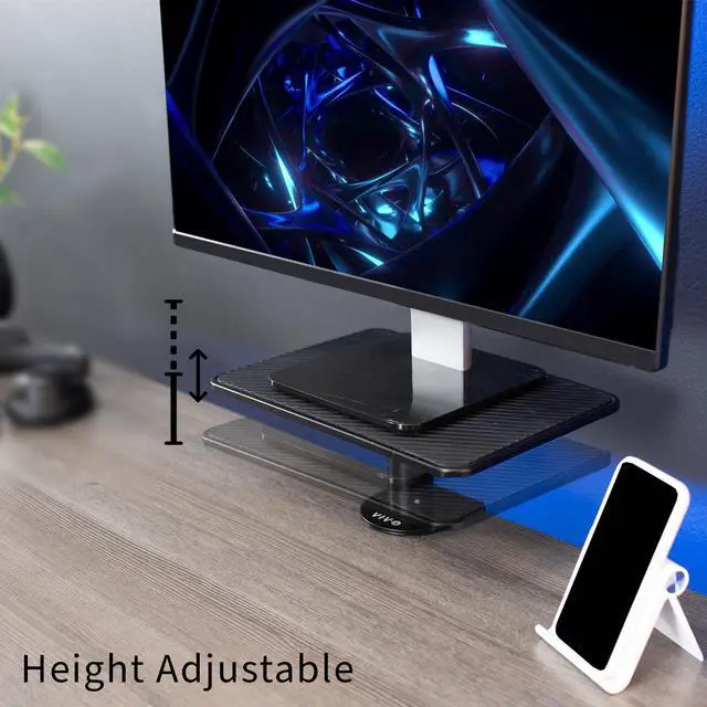 Alt view image 4 of 8 - VIVO Black Universal Clamp-on Height Adjustable Ergonomic Computer Monitor and Laptop Riser Tabletop Stand (STAND-V000SCB)