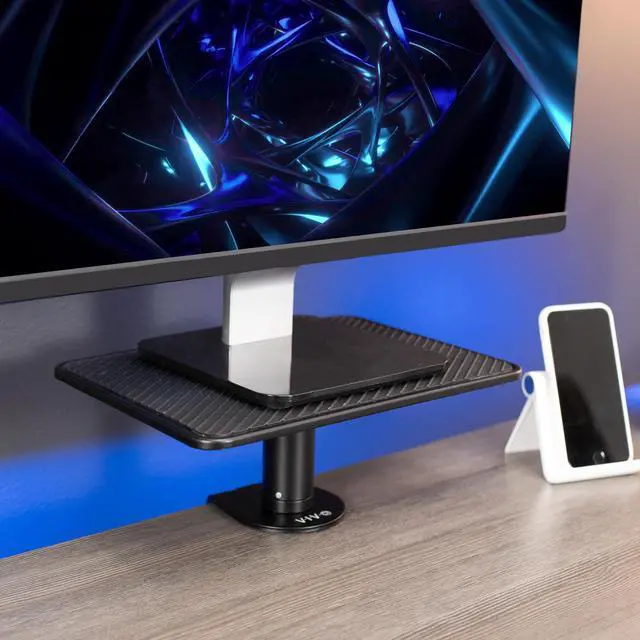 Alt view image 2 of 8 - VIVO Black Universal Clamp-on Height Adjustable Ergonomic Computer Monitor and Laptop Riser Tabletop Stand (STAND-V000SCB)