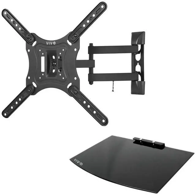 Main image of VIVO Black 23" to 55" Screen Adjustable TV Wall Mount & AV, DVD Floating Shelf