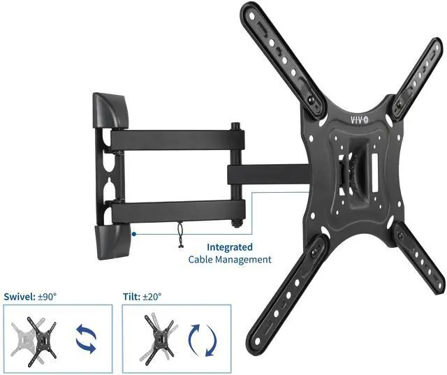 Alt view image 3 of 7 - VIVO Black 23" to 55" Screen Adjustable TV Wall Mount & AV, DVD Floating Shelf