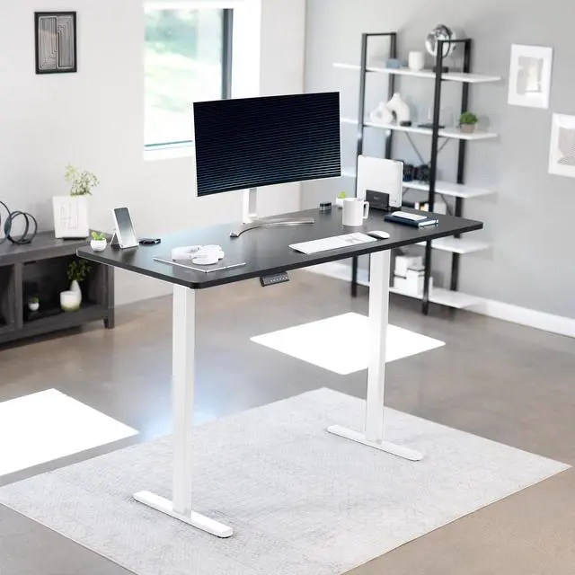 Alt view image 2 of 7 - VIVO Dual Motor 71 x 30 Standing Desk, 1-Piece Black Top, White Frame
