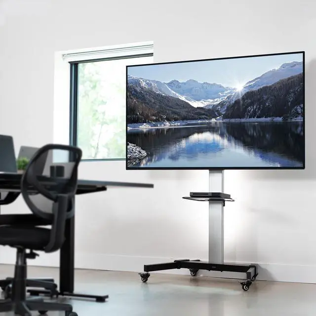 Alt view image 2 of 7 - VIVO Ultra Heavy Duty TV Cart for 32" to 83" Flat Screen | Mobile Stand with Dual Shelves and 2" Wheels (STAND-TV09)