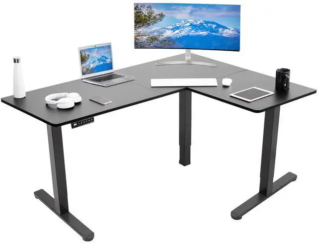 Main image of VIVO Black Electric 63" x 47" Corner Standing Desk