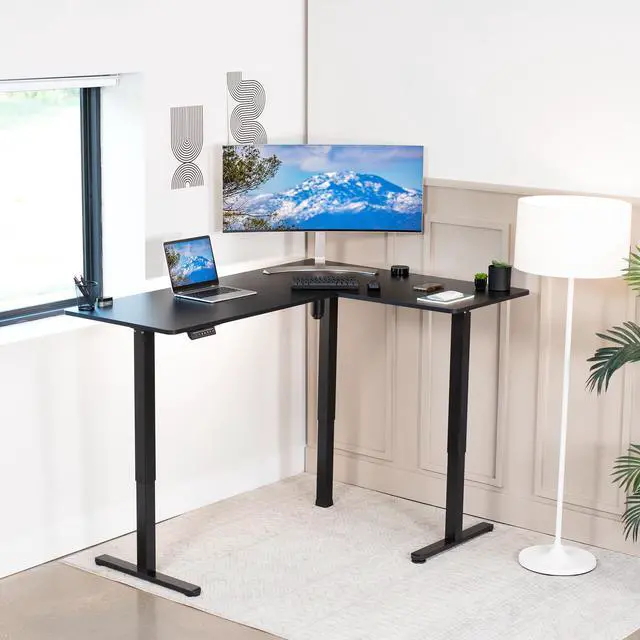 Alt view image 2 of 7 - VIVO Black Electric 63" x 47" Corner Standing Desk