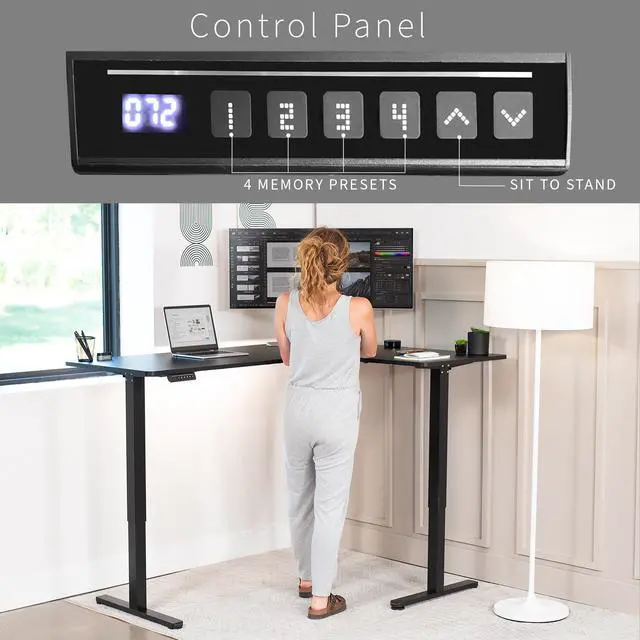 Alt view image 5 of 7 - VIVO Black Electric 63" x 47" Corner Standing Desk