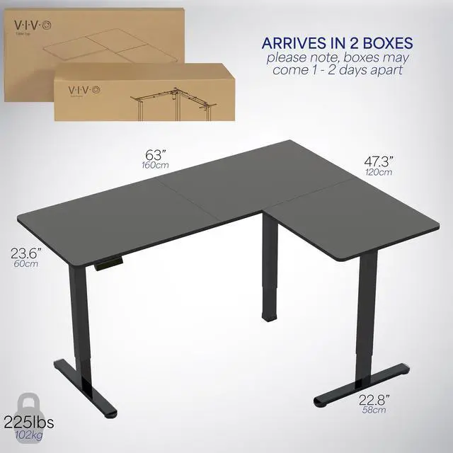 Alt view image 6 of 7 - VIVO Black Electric 63" x 47" Corner Standing Desk