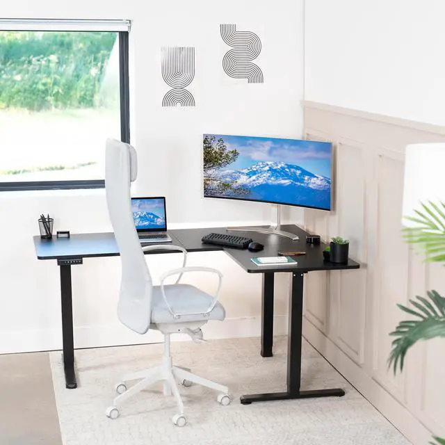 Alt view image 7 of 7 - VIVO Black Electric 63" x 47" Corner Standing Desk