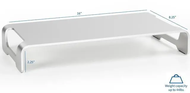 Alt view image 2 of 7 - VIVO Silver Aluminum 16" Monitor Riser Ergonomic Desktop Stand Desk Organizer