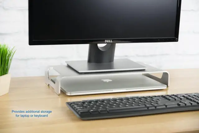 Alt view image 6 of 7 - VIVO Silver Aluminum 16" Monitor Riser Ergonomic Desktop Stand Desk Organizer