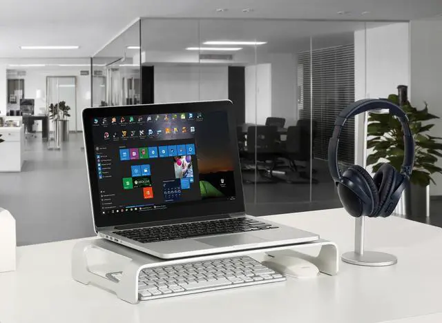 Alt view image 5 of 7 - VIVO Silver Aluminum 16" Monitor Riser Ergonomic Desktop Stand Desk Organizer