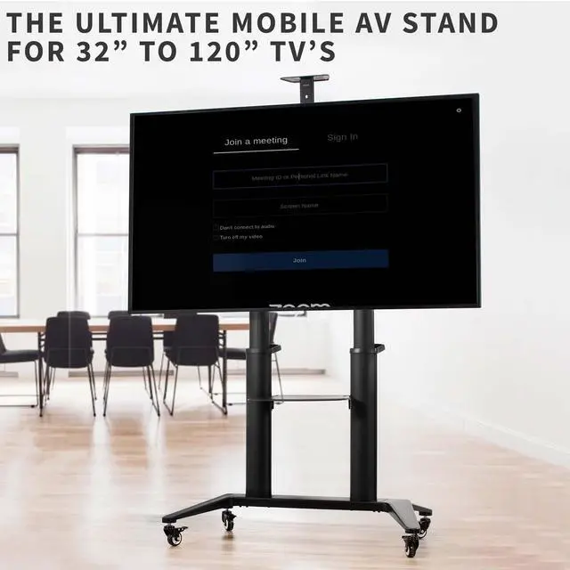 Alt view image 2 of 7 - VIVO Aluminum Ultra Heavy Duty 32" to 120" TV Cart Stand, Mobile Large Screen TV Mount, Max VESA 1000x600 (STAND-TV120B)