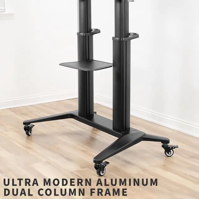 Alt view image 4 of 7 - VIVO Aluminum Ultra Heavy Duty 32" to 120" TV Cart Stand, Mobile Large Screen TV Mount, Max VESA 1000x600 (STAND-TV120B)