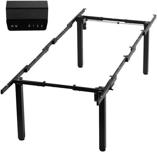 Main image of VIVO Black Electric Dual-Motor Height Adjustable 4-Leg Standing Desk Frame, Push Button Memory Controller (DESK-E-400B)