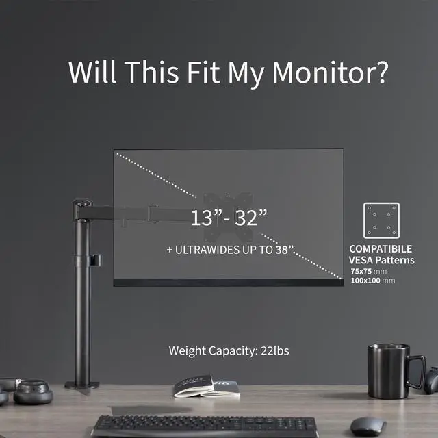 Alt view image 4 of 7 - VIVO Single Monitor Desk Mount Stand Fully Adjustable/Tilt for 1 Computer Screen