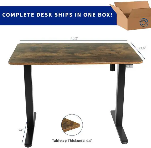 Alt view image 5 of 7 - VIVO Vintage Brown / Black Electric 40" x 24" Sit Stand Height Adjustable Desk