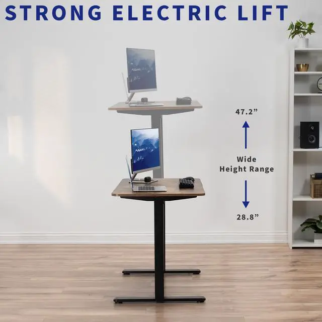 Alt view image 3 of 7 - VIVO Vintage Brown / Black Electric 40" x 24" Sit Stand Height Adjustable Desk